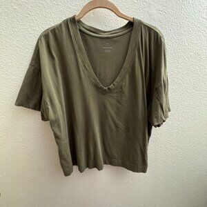 Everlane Boxy Gray V-Neck Women's Top Medium